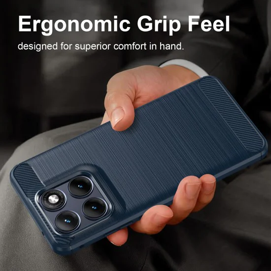 Калъф за Motorola Edge 70 Fusion - Carbon Silicone - Techsuit - Син