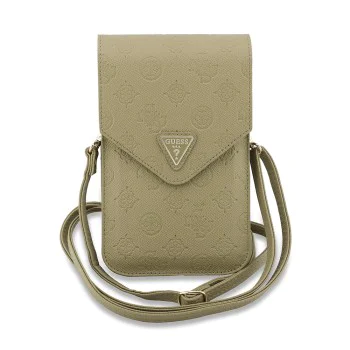 Калъф за телефон тип портфейл Guess Universal Grained Peony - с презрамка - Бежов