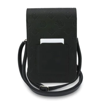 Калъф за телефон тип портфейл Guess Universal Grained Peony - с презрамка - Черен