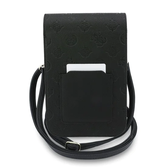 Калъф за телефон тип портфейл Guess Universal Grained Peony - с презрамка - Черен