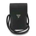 Калъф за телефон тип портфейл Guess Universal Grained Peony - с презрамка - Черен