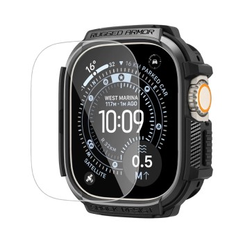 Каишка с калъф и протектор за Apple Watch Ultra / Ultra 2 / Ultra 3 - Rugged Armor - Spigen - Черна