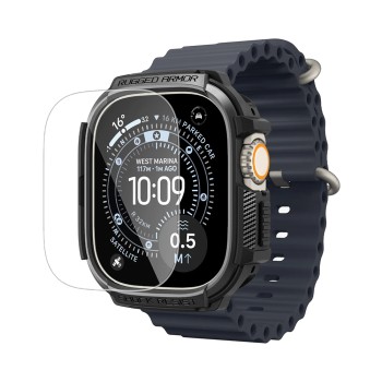 Каишка с калъф и протектор за Apple Watch Ultra / Ultra 2 / Ultra 3 - Rugged Armor - Spigen - Черна