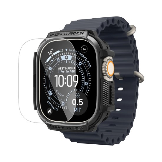 Каишка с калъф и протектор за Apple Watch Ultra / Ultra 2 / Ultra 3 - Rugged Armor - Spigen - Черна