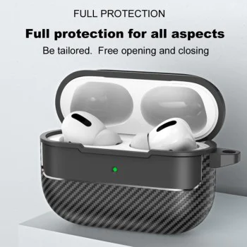 Калъф за AirPods Pro 3 - CarbonFiber - Techsuit - Черен