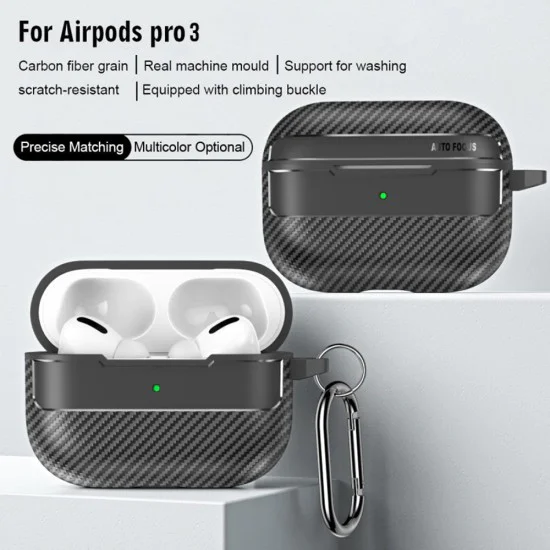 Калъф за AirPods Pro 3 - CarbonFiber - Techsuit - Черен