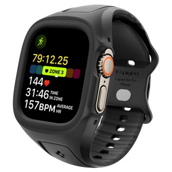 Каишка с калъф за Apple Watch Ultra / Ultra 2 / Ultra 3 - Liquid Air Pro - Spigen - Черна