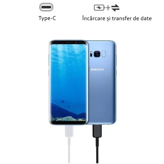Кабел за данни USB към Type-C 2.1A, 1m - Samsung (EP-DG970BWE) - Бял (Опаковка на едро)