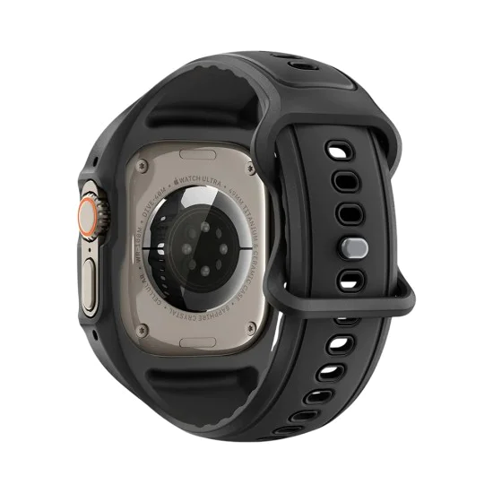 Каишка с калъф за Apple Watch Ultra / Ultra 2 / Ultra 3 - Liquid Air Pro - Spigen - Черна