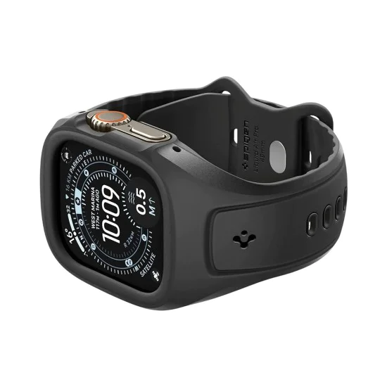 Каишка с калъф за Apple Watch Ultra / Ultra 2 / Ultra 3 - Liquid Air Pro - Spigen - Черна