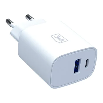 Зарядно устройство 3mk Wall Charger GaN - USB, Type-C 25W, QC4 - Бяло