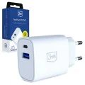 Зарядно устройство 3mk Wall Charger GaN - USB, Type-C 25W, QC4 - Бяло