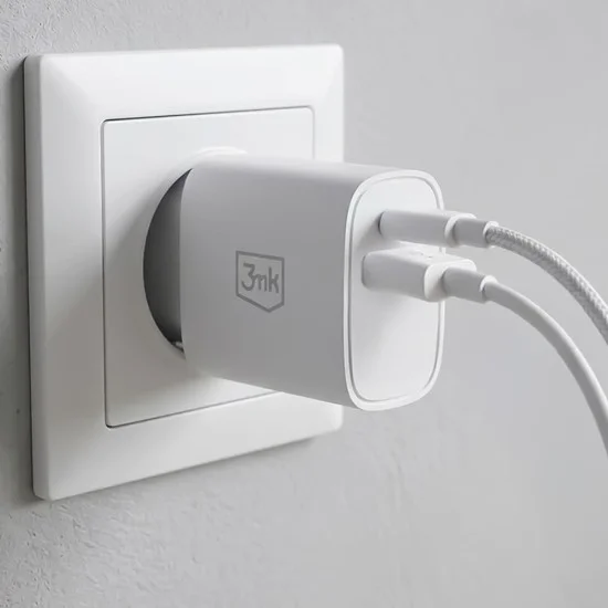 Зарядно устройство 3mk Wall Charger GaN - USB, Type-C 25W, QC4 - Бяло