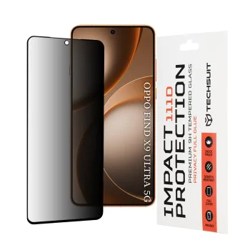Стъклен протектор за Oppo Find X9 Ultra - 111D Privacy Full Glue - Techsuit - Черен