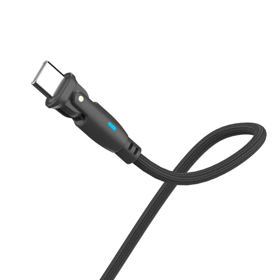 Кабел за данни 3mk Data Cable Hyper N-Series - Type-C към Type-C, 180 градуса, 100W, 1m - Черен