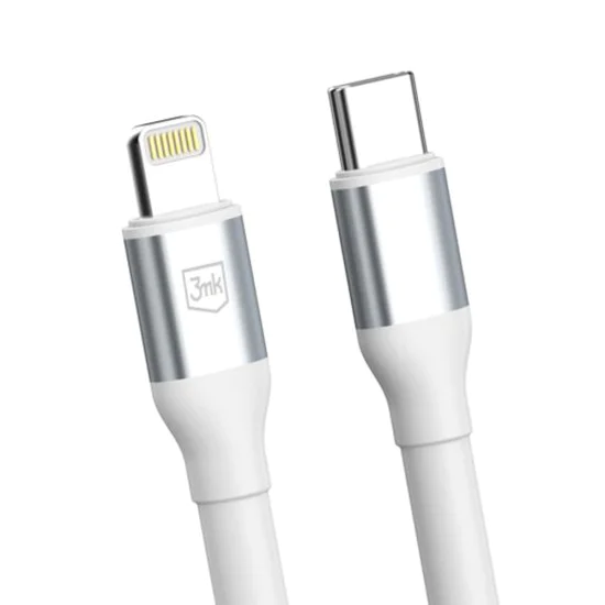 Кабел за данни 3mk Data Cable Hyper N-Series - Type-C към Lightning, 27W, 2m - Бял