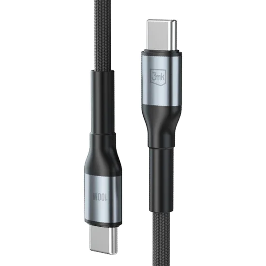 Кабел за данни 3mk Data Cable Hyper N-Series - Type-C към Type-C, 100W, 1.5m - Черен
