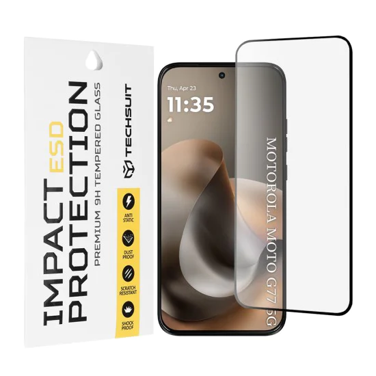 Стъклен протектор за Motorola Moto G77 / G67 - ESD Glass - Techsuit - Черен