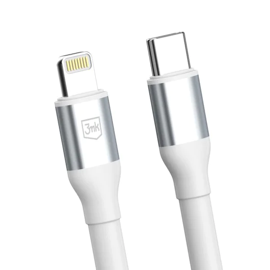 Кабел за данни 3mk Data Cable Hyper N-Series - Type-C към Lightning, 27W, 1m - Бял