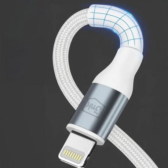 Кабел за данни 3mk Data Cable Hyper N-Series - Type-C към Lightning, 27W, 1m - Бял