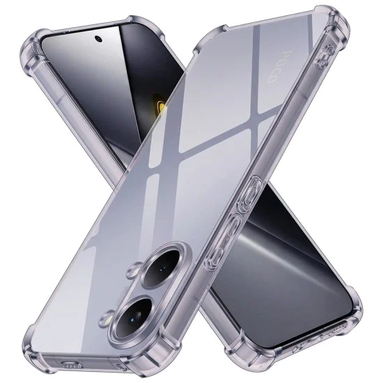 Калъф за Xiaomi Poco X8 Pro Max - Shockproof Clear Silicone - Techsuit - Матово черен