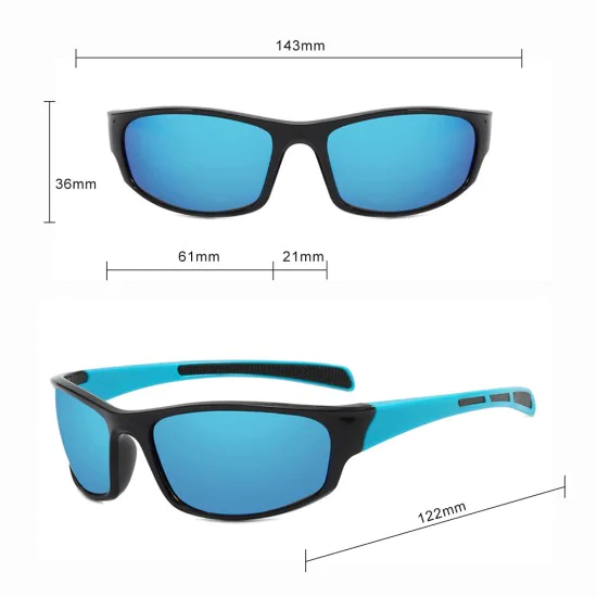 Велосипедни очила Techsuit Bike Glasses (9937) - спортни, правоъгълни - Черен / Син / Жълт