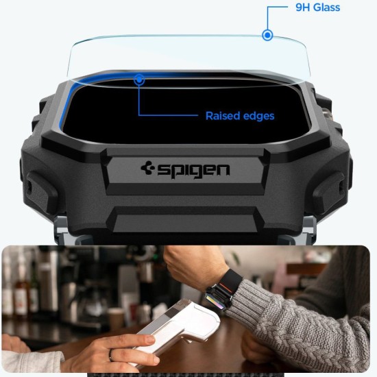 Каишка с калъф и протектор за Apple Watch Ultra / Ultra 2 / Ultra 3 - Lite Fit Pro - Spigen - Матово черна