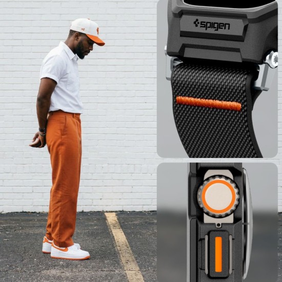 Каишка с калъф и протектор за Apple Watch Ultra / Ultra 2 / Ultra 3 - Lite Fit Pro - Spigen - Матово черна