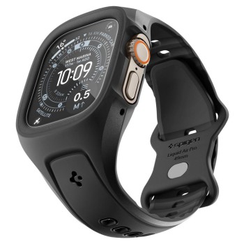 Каишка с калъф и протектор за Apple Watch Ultra / Ultra 2 / Ultra 3 - Liquid Air Pro - Spigen - Матово черна