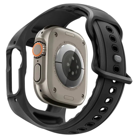 Каишка с калъф и протектор за Apple Watch Ultra / Ultra 2 / Ultra 3 - Liquid Air Pro - Spigen - Матово черна