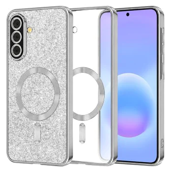 Калъф за Samsung Galaxy A57 5G - Luxury Glitter MagSafe - Techsuit - Сребрист