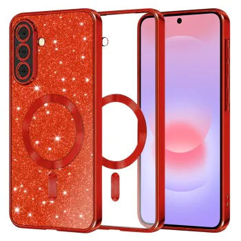 Калъф за Samsung Galaxy A37 5G - Luxury Glitter MagSafe - Techsuit - Червен