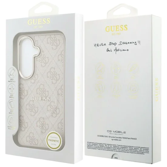 Калъф за Samsung Galaxy S26 - 4G Embossed Ring MagSafe - Guess - Розов