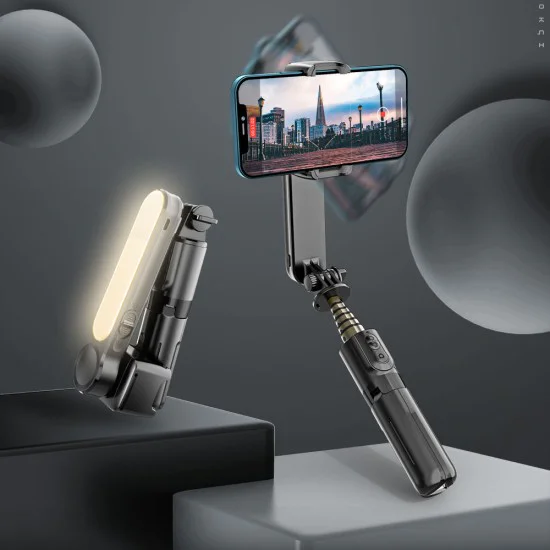 Селфи стик Gimbal Stabil Bluetooth, 72 см - Стойка за статив (L09) - Черен