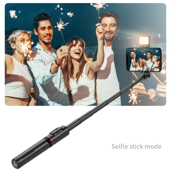 Селфи стик Stabil Stabil Wireless, 75 см - LED статив (Q12S) - Черен