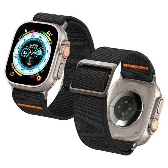 Каишка за Apple Watch 1/2/3/3/4/4/5/5/5/6/6/7/8/7/8/9/10/SE/SE/SE 2/Ultra/Ultra 2 ( 42/44/44/45/46/49 мм) - Spigen Fit Lite Ultra - Черен