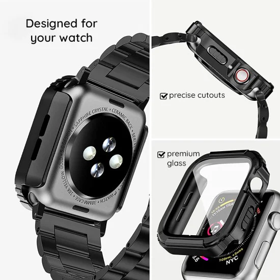Протектор за Apple Watch 1 / 2 / 3 (42mm) + Протектор - Lito Watch Armor 360 - Син