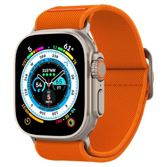 Каишка за Apple Watch 1/2/3/3/4/4/5/5/5/6/6/7/8/7/8/9/10/SE/SE/SE 2/Ultra/Ultra 2 ( 42/44/45/46/49 мм) - Spigen Fit Lite Ultra - оранжев