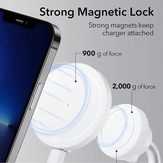 Безжично зарядно устройство Apple MagSafe - ESR HaloLock Shift - бяло