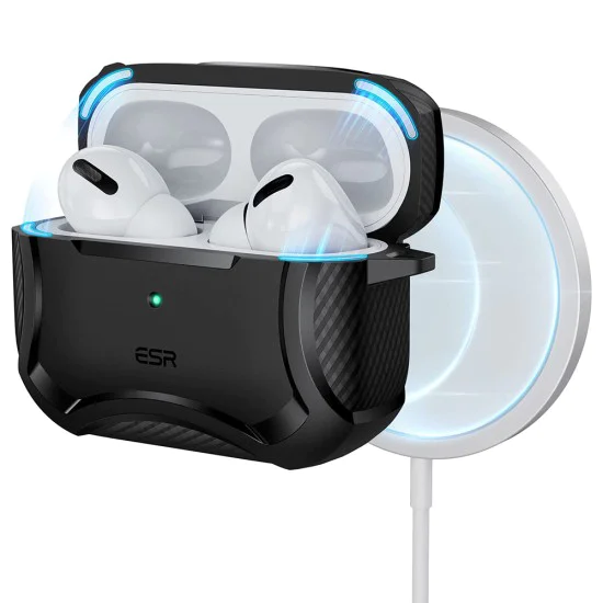 Калъф за Apple AirPods Pro 1/2 - ESR Cyber ​​Armor Tough HaloLock - черен