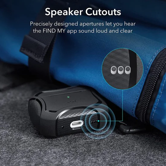 Калъф за Apple AirPods Pro 1/2 - ESR Cyber ​​Armor Tough HaloLock - черен