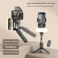 Gimbal Mini Selfie Selfie Stick с LED и статив, 70 см - (Q09) - Черен