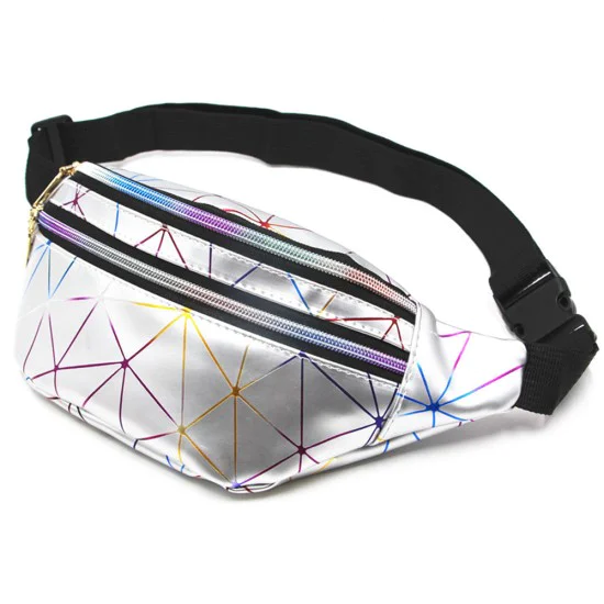 Спортна чанта за кръст Techsuit Casual Waist Bag (CWB1) - с колан, три джоба - Сребриста