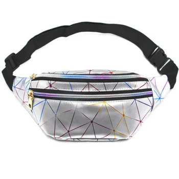 Спортна чанта за кръст Techsuit Casual Waist Bag (CWB1) - с колан, три джоба - Сребриста