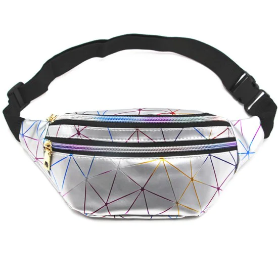 Спортна чанта за кръст Techsuit Casual Waist Bag (CWB1) - с колан, три джоба - Сребриста
