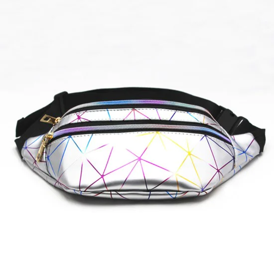 Спортна чанта за кръст Techsuit Casual Waist Bag (CWB1) - с колан, три джоба - Сребриста