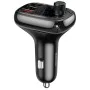 FM модулатор със зарядно за кола 2x USB, Type-C, Bluetooth MP3 Player - Baseus S-13 (CCMT000101) - Черен