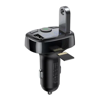 Зарядно за кола с FM модулатор 2xUSB, 3.4A - Baseus T Typed S-09A (CCMT000001) - черно