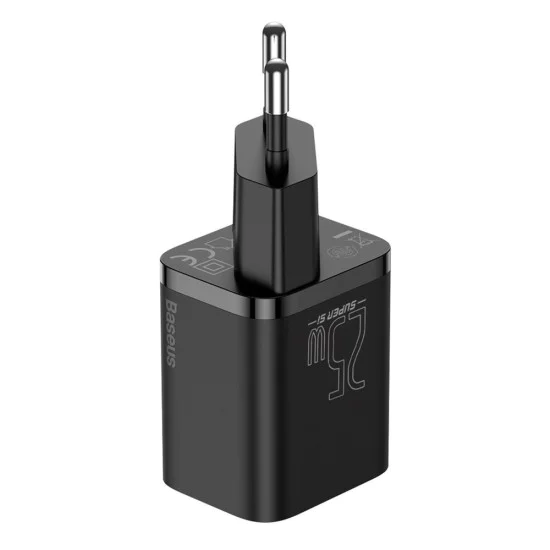 Priza Type-C PD25W Type-C Charger + Type-C кабел - Baseus Super Si (TZCCCCSUP-L01) - черен