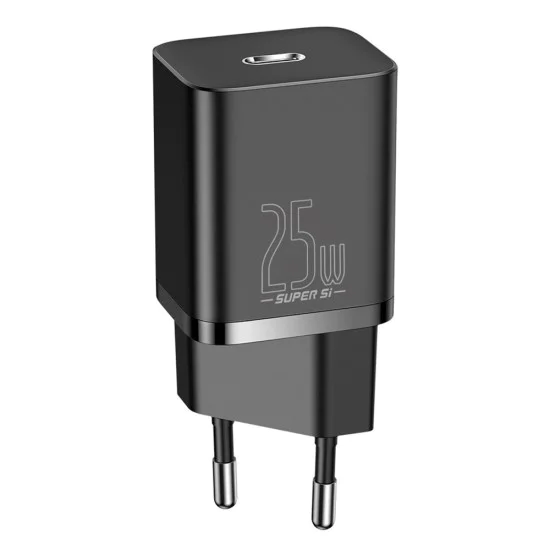 Priza Type-C PD25W Type-C Charger + Type-C кабел - Baseus Super Si (TZCCCCSUP-L01) - черен